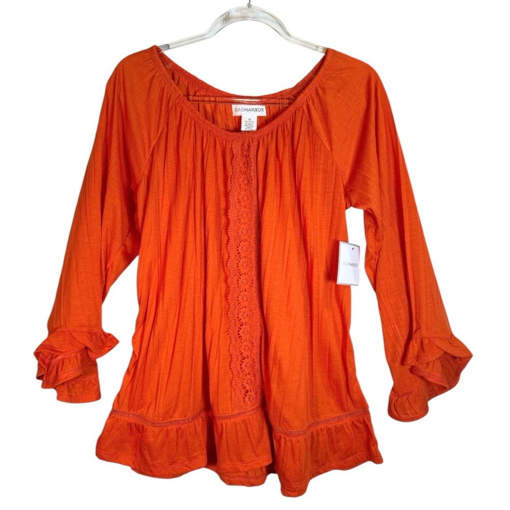 Sag Harbor Ruffled 3/4 Sleeve Blouse NWT - Picture 9 of 9